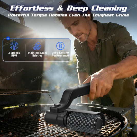 Electric BBQ Cleaning Brush — Wireless Rotary Stainless Steel Grill Cleaner | Free UK Delivery
