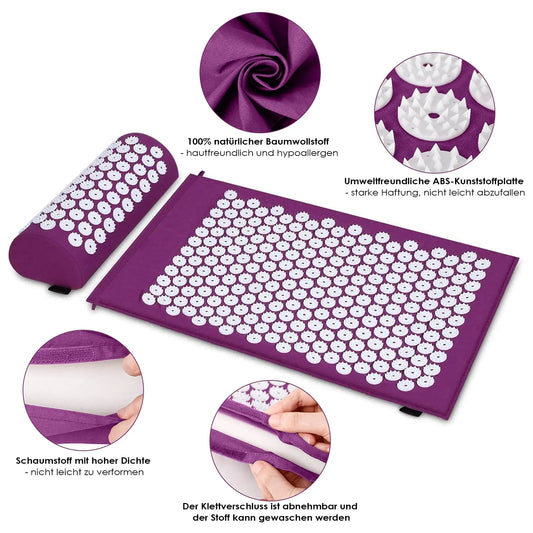 Acupressure Mat & Pillow Set — Back Pain, Neck Tension & Stress Relief | Free UK Delivery
