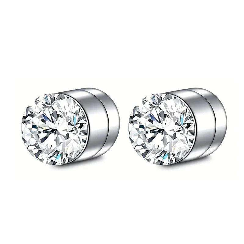Magnetic Crystal Ear Studs — No Piercing Zircon Clip Earrings for Men & Women | Free UK Delivery