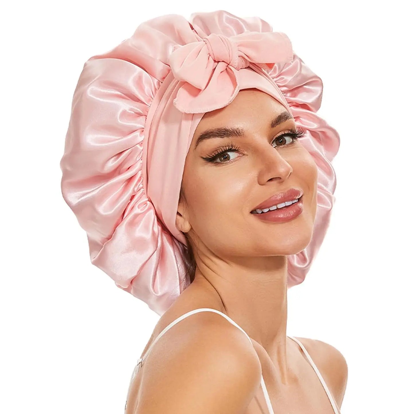 Satin Sleep Bonnet — Overnight Frizz & Curl Protection with Tie Band | Free UK Delivery