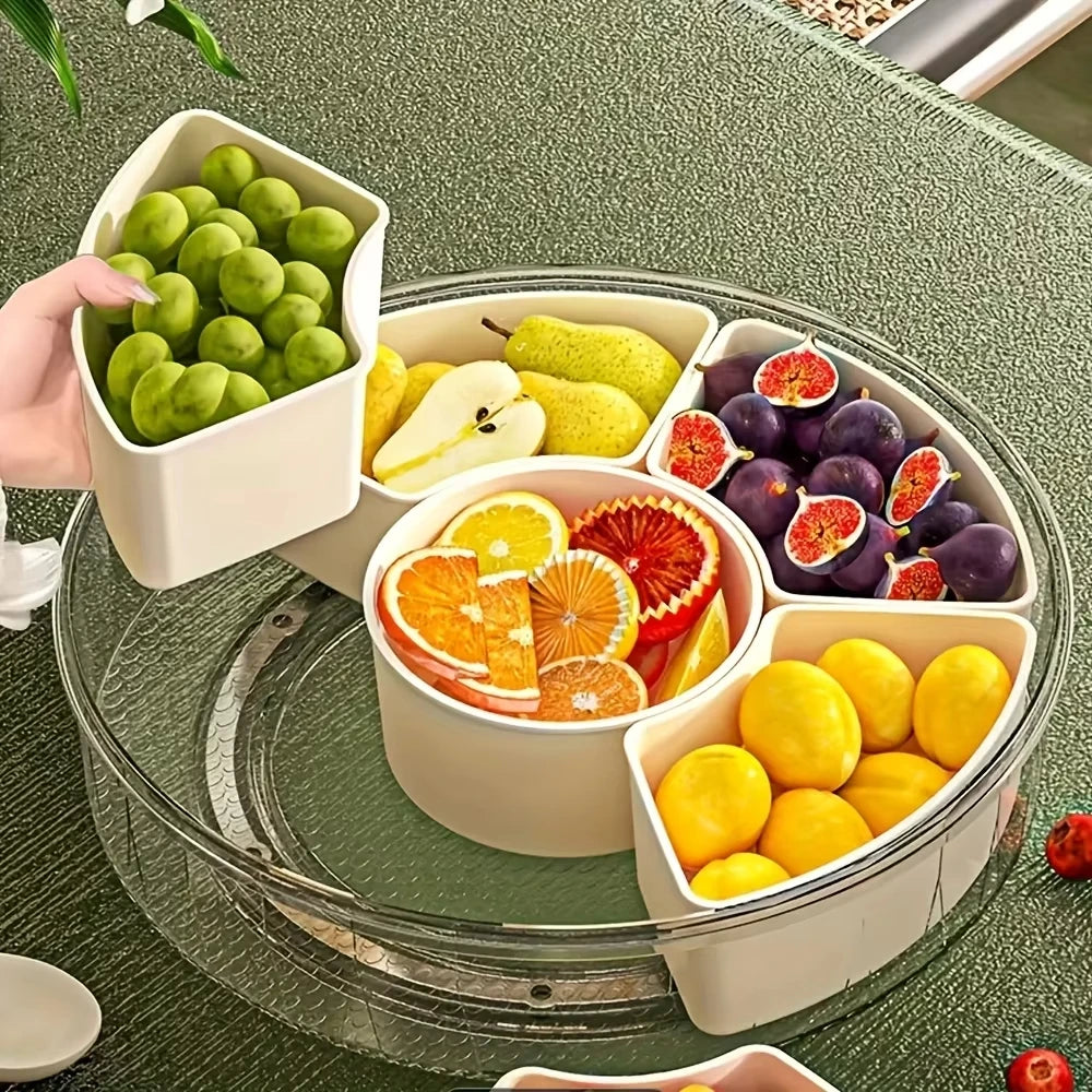 Rotating 5-Compartment Snack Tray — BBQ, Garden Party & Hosting Serving Dish | Free UK Delivery