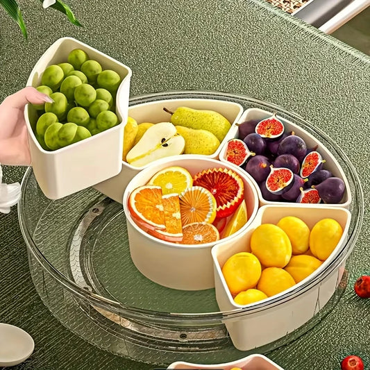 Rotating 5-Compartment Snack Tray — BBQ, Garden Party & Hosting Serving Dish | Free UK Delivery