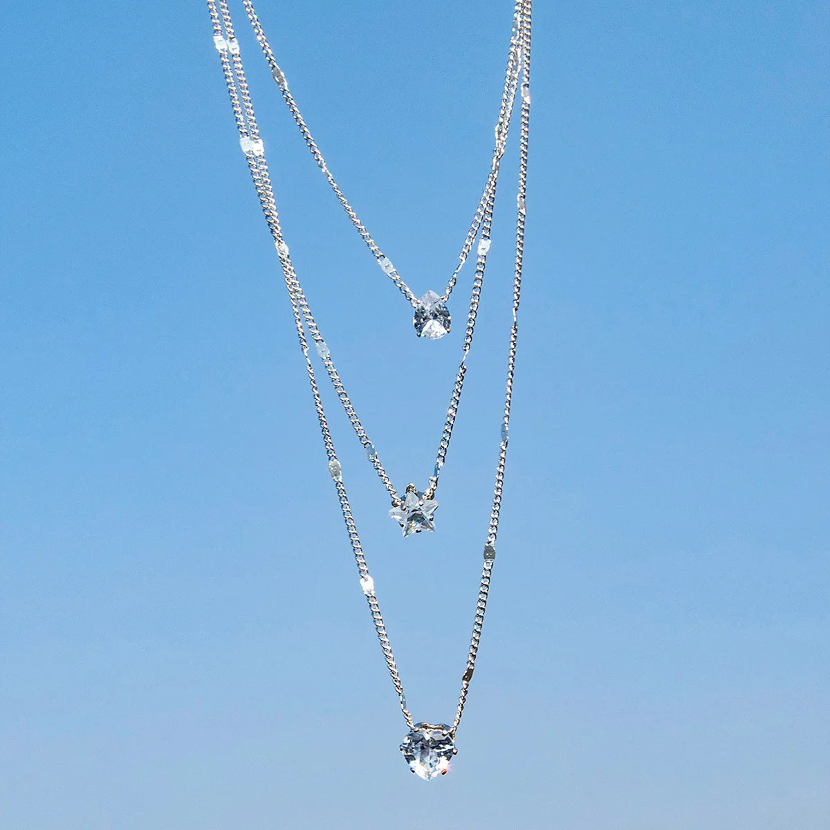 Zircon Multilayer Choker Necklace — Shiny Pendant Chain for Women | Free UK Delivery
