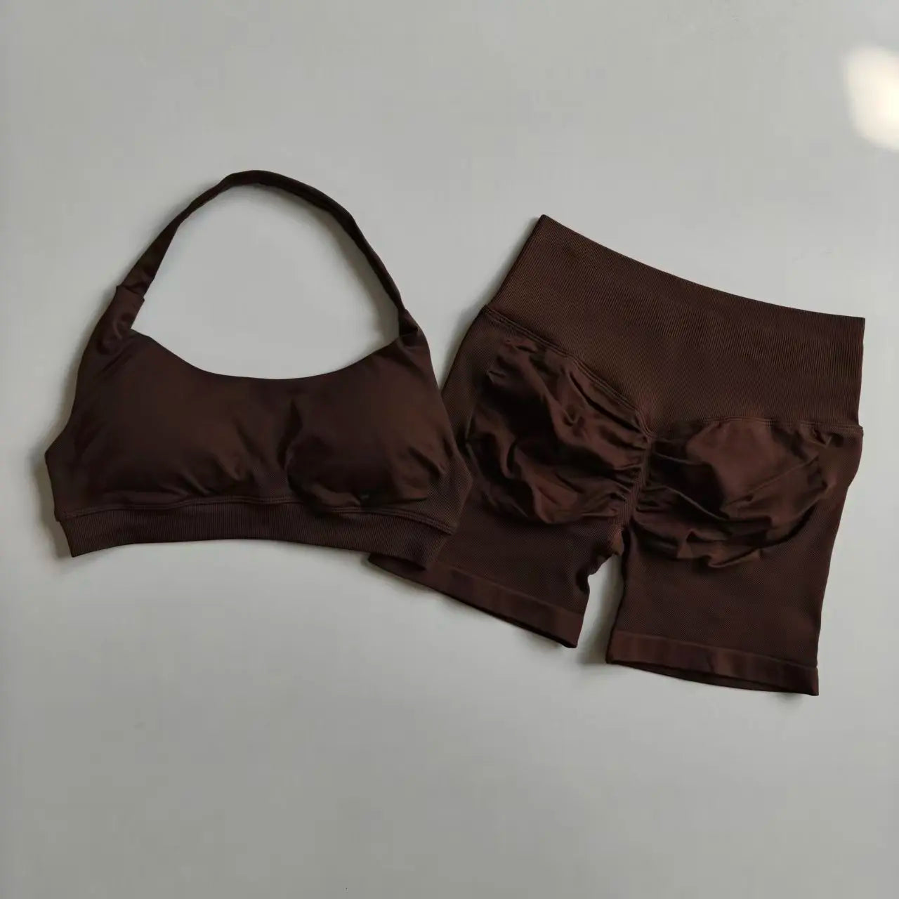 Halter Neck Yoga & Fitness Set — Sports Bra & High-Waist Shorts | Free UK Delivery