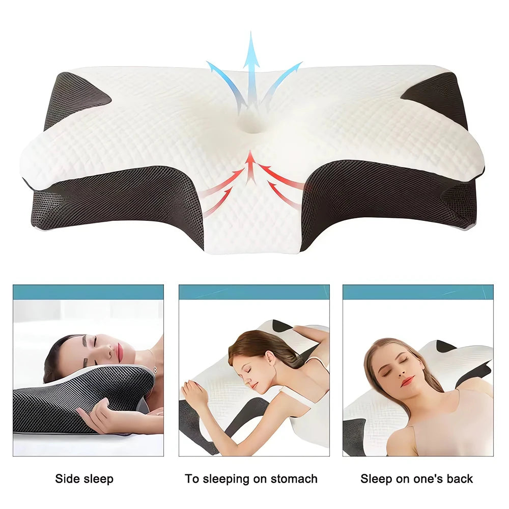 Ergonomic Contour Neck Pillow — Support for Side, Back & Stomach Sleepers | Free UK Delivery