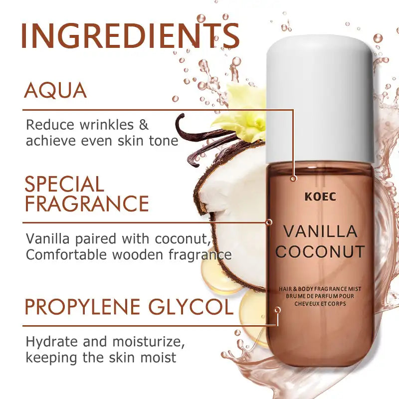 Vanilla & Coconut Fragrance Mist — Alcohol-Free Body Spray | Free UK Delivery