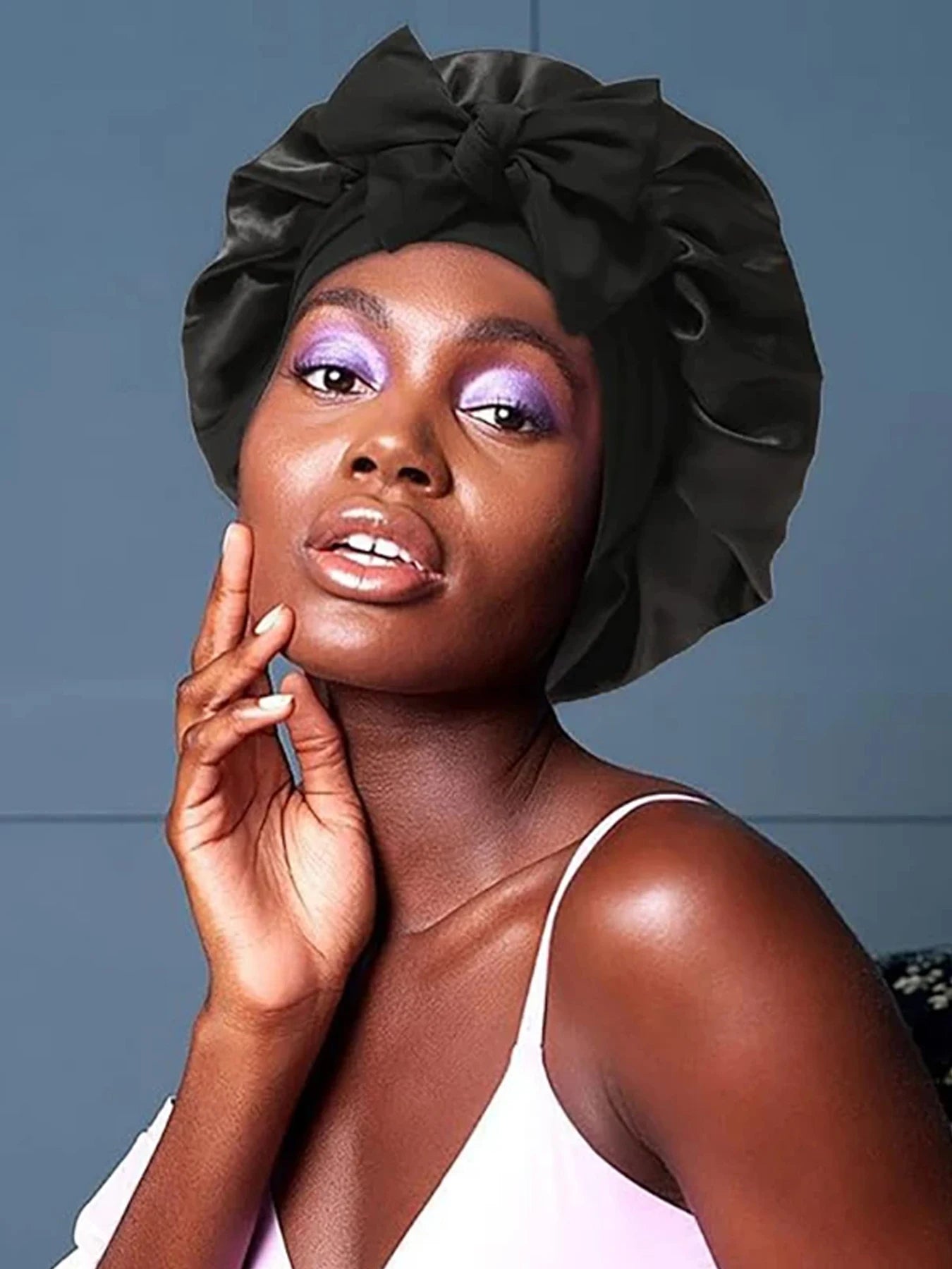 Satin Sleep Bonnet — Overnight Frizz & Curl Protection with Tie Band | Free UK Delivery