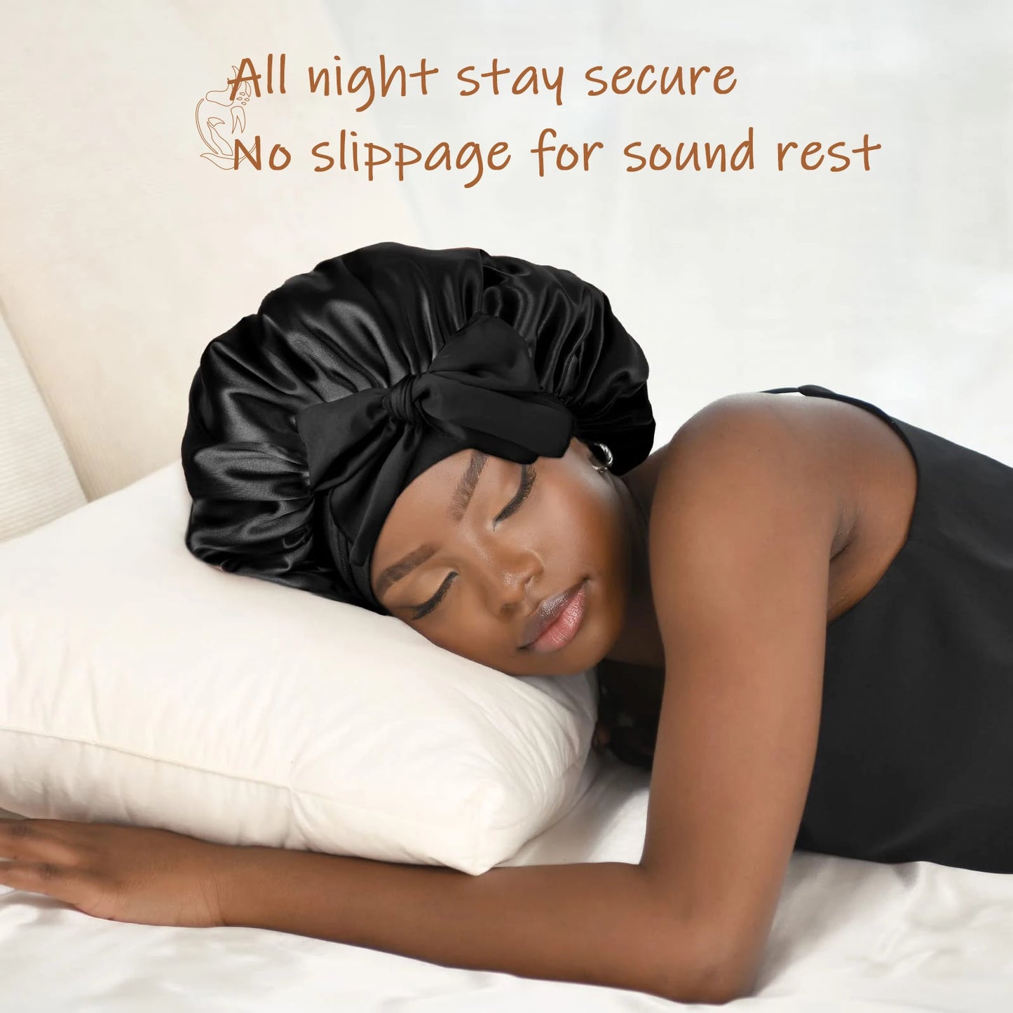 Satin Sleep Bonnet — Overnight Frizz & Curl Protection with Tie Band | Free UK Delivery