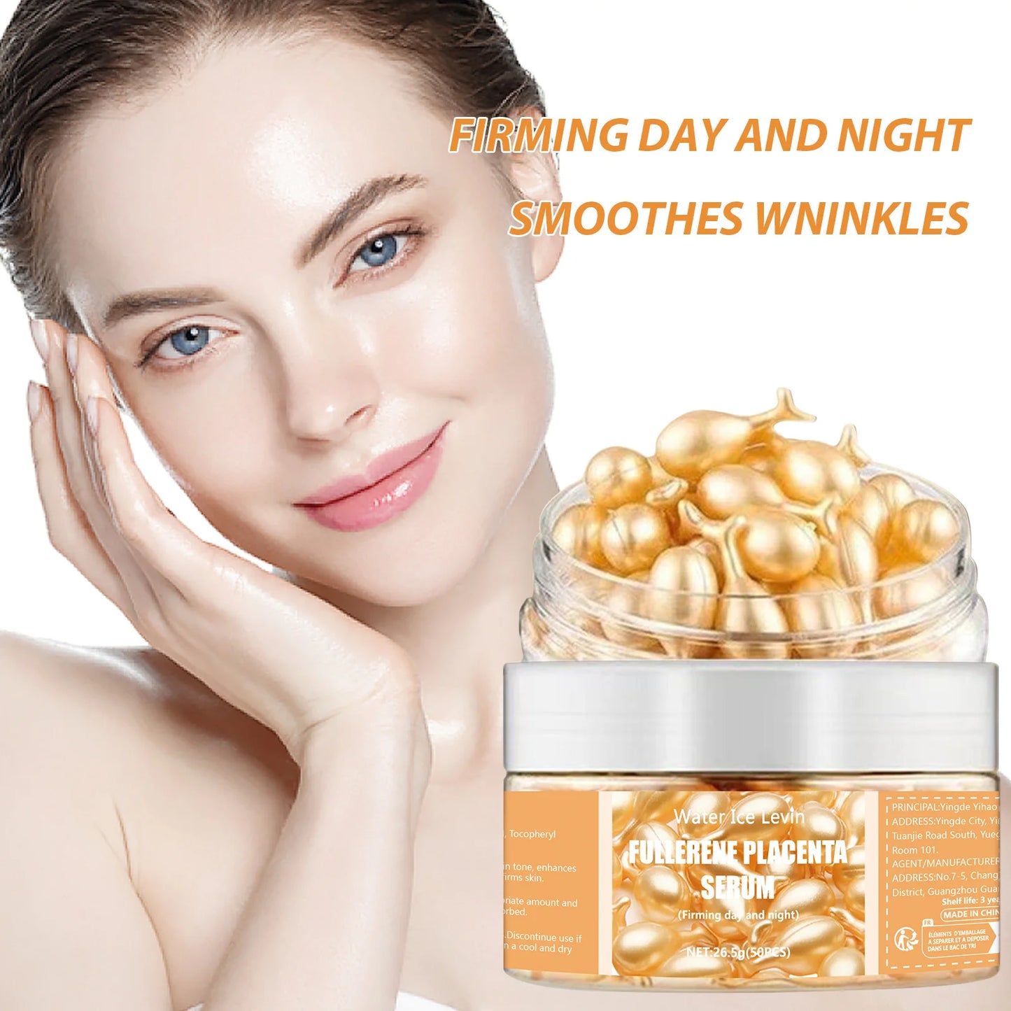 Collagen Face Serum Capsules — Hyaluronic Acid Brightening Skincare, 50 Pack | Free UK Delivery