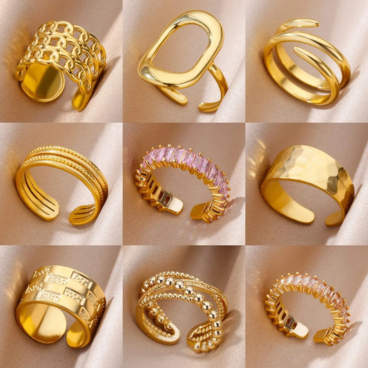 316L Stainless Steel Gold Ring