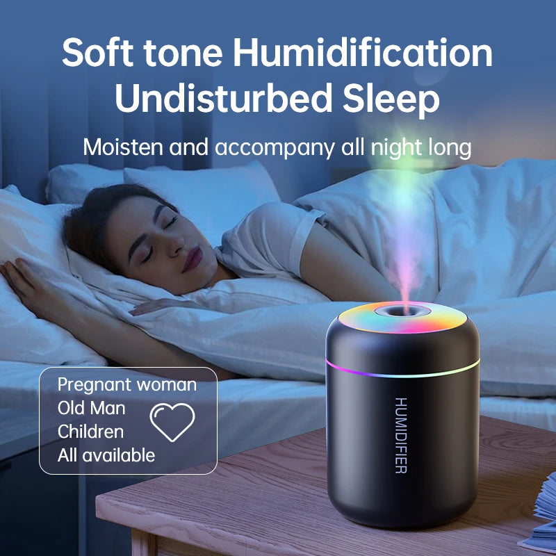 Mini Aromatherapy Diffuser & Humidifier — USB LED Mist Maker for Home, Bedroom & Car