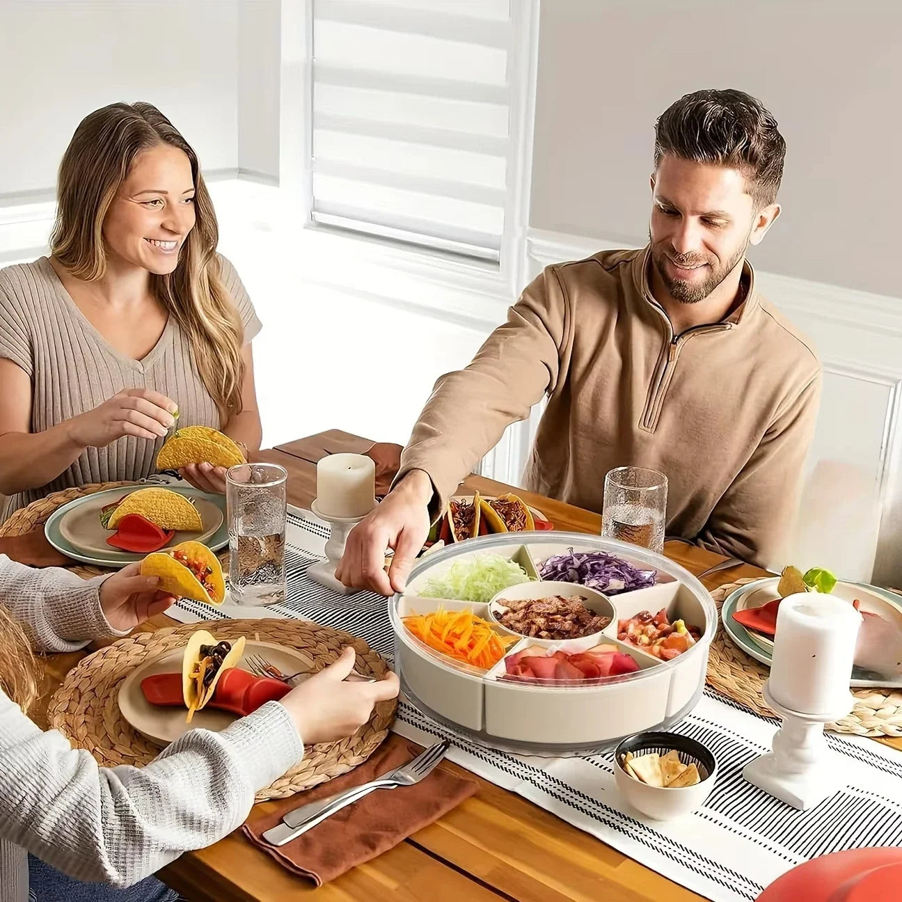 Rotating 5-Compartment Snack Tray — BBQ, Garden Party & Hosting Serving Dish | Free UK Delivery