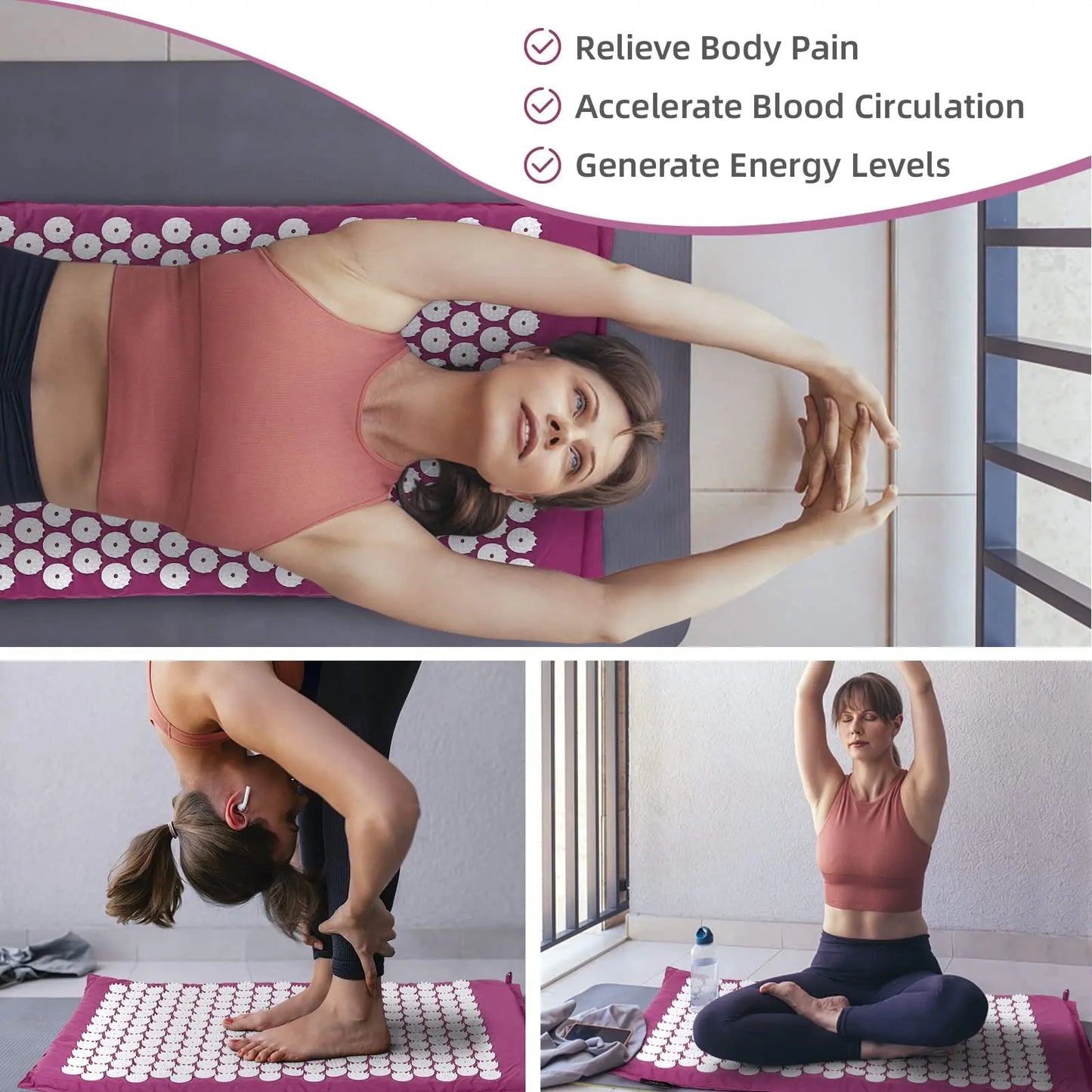 Acupressure Mat & Pillow Set — Back Pain, Neck Tension & Stress Relief | Free UK Delivery