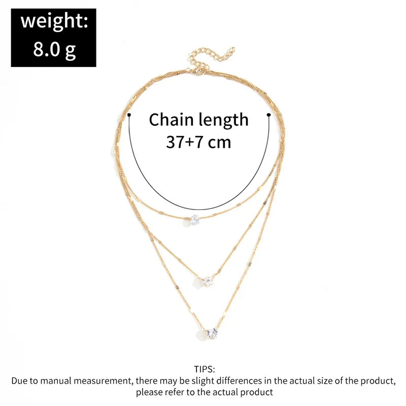 Zircon Multilayer Choker Necklace — Shiny Pendant Chain for Women | Free UK Delivery