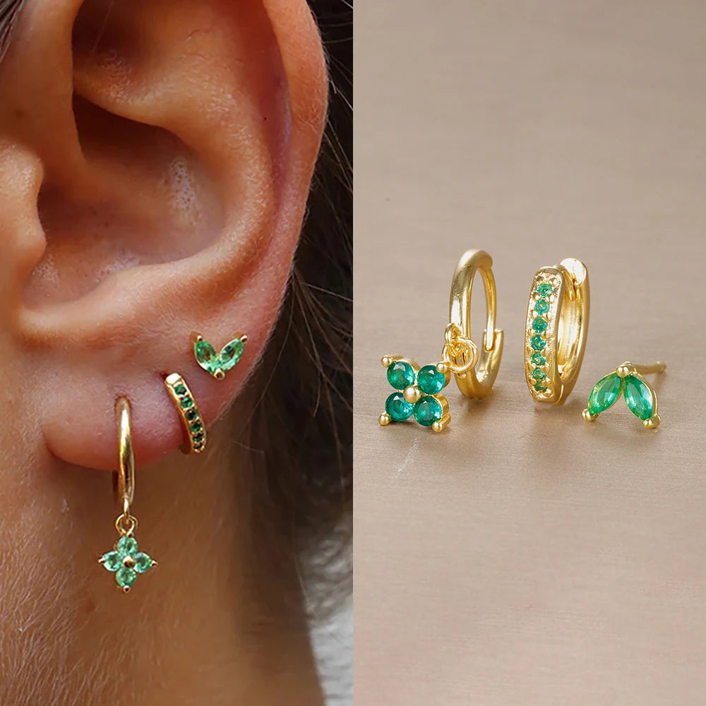 Flower Drop Earring Set — 3 Piece Crystal Zirconia Hypoallergenic Dangle Earrings | Free UK Delivery