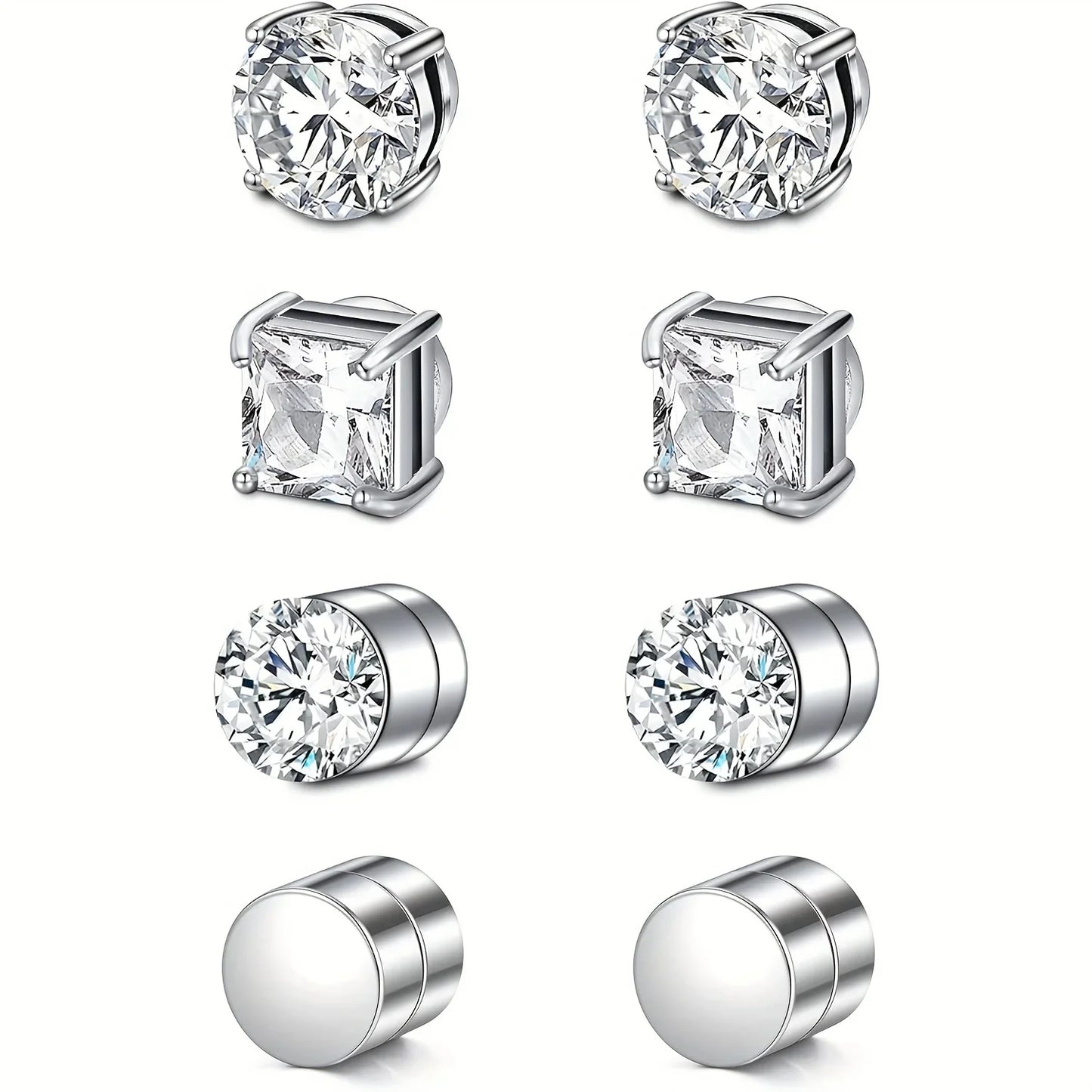 Magnetic Crystal Ear Studs — No Piercing Zircon Clip Earrings for Men & Women | Free UK Delivery