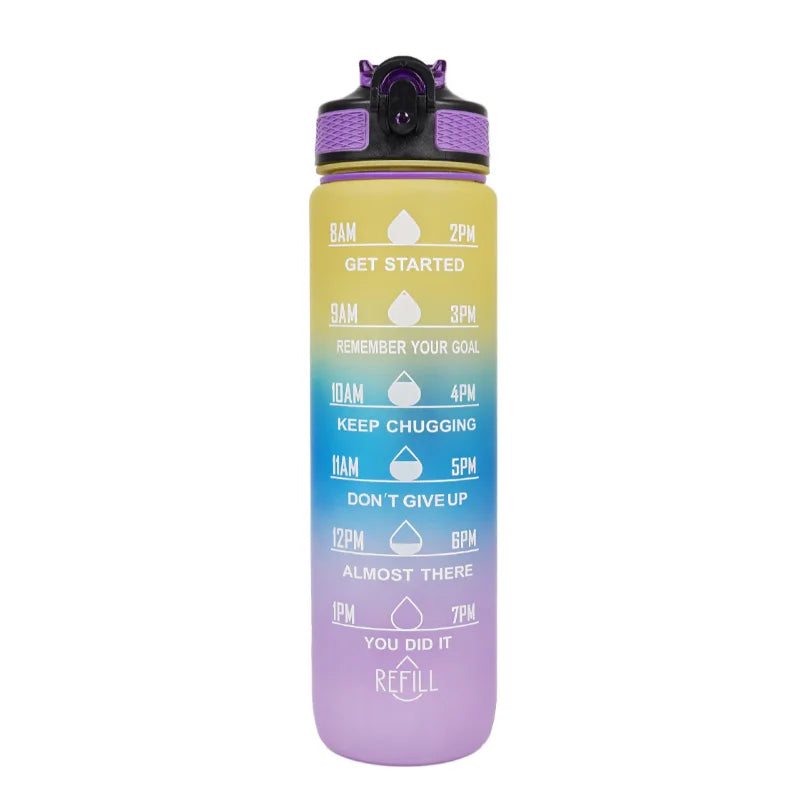 1000ml Gradient Water Bottle — Leak-Proof Straw Lid for Gym, Cycling & Travel | Free UK Delivery