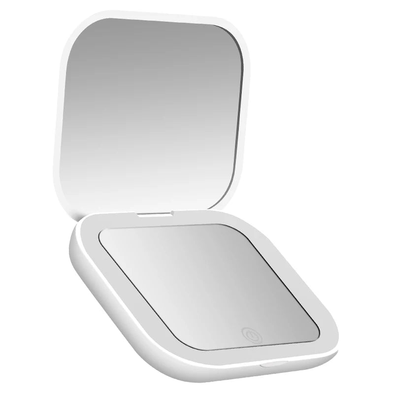 LED Compact Mirror with Lights — 1X/2X Magnification Folding Pocket Travel Mirror | Free UK Delivery