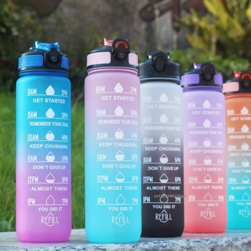 1000ml Gradient Water Bottle — Leak-Proof Straw Lid for Gym, Cycling & Travel | Free UK Delivery