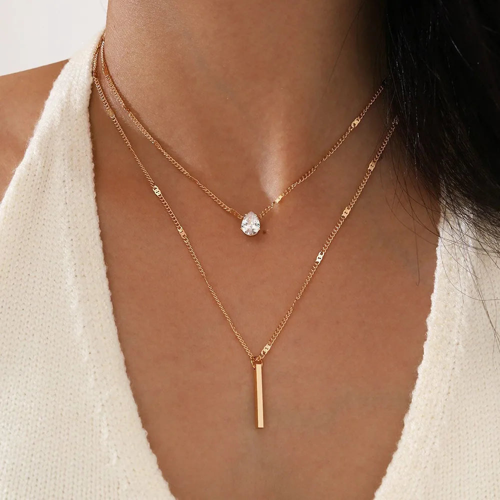 Zircon Multilayer Choker Necklace — Shiny Pendant Chain for Women | Free UK Delivery