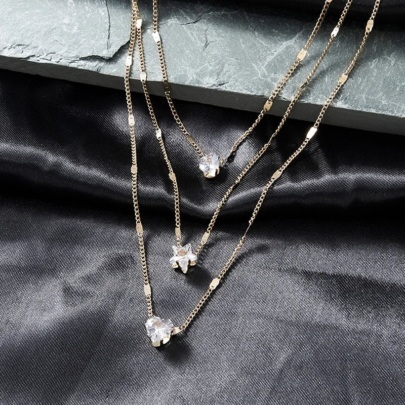 Zircon Multilayer Choker Necklace — Shiny Pendant Chain for Women | Free UK Delivery