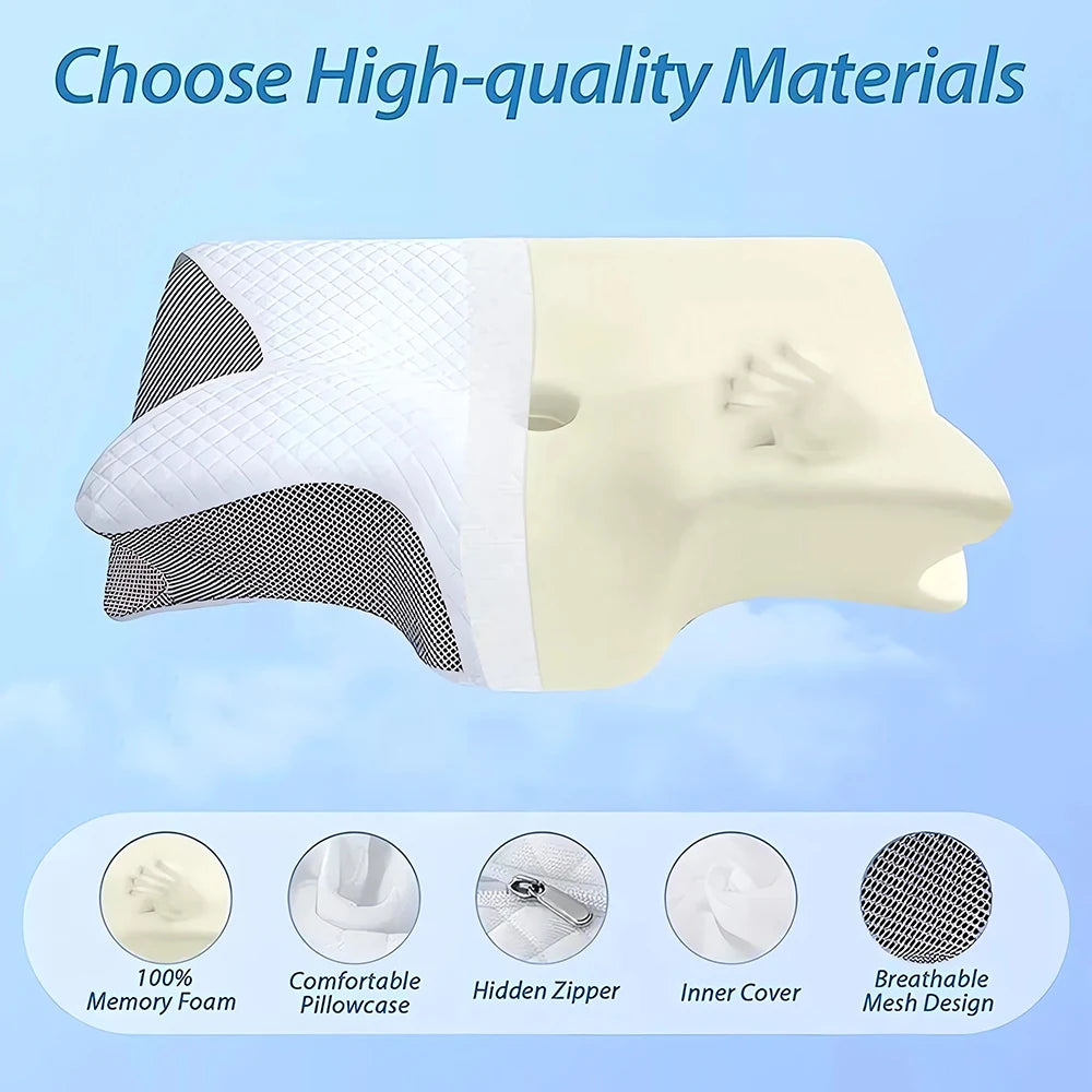 Ergonomic Contour Neck Pillow — Support for Side, Back & Stomach Sleepers | Free UK Delivery