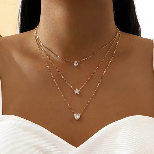 Zircon Multilayer Choker Necklace
