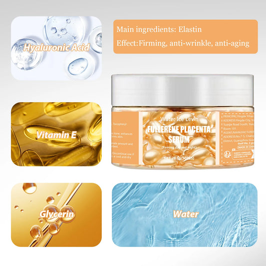 Collagen Face Serum Capsules — Hyaluronic Acid Brightening Skincare, 50 Pack | Free UK Delivery