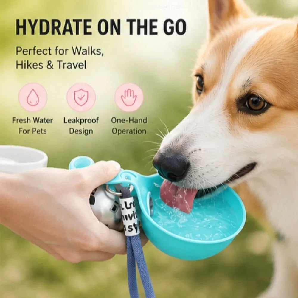 Dog Water Bottle with Silicone Bowl — Stainless Steel Leak-Proof for Walks & Outdoors | Free UK Delivery