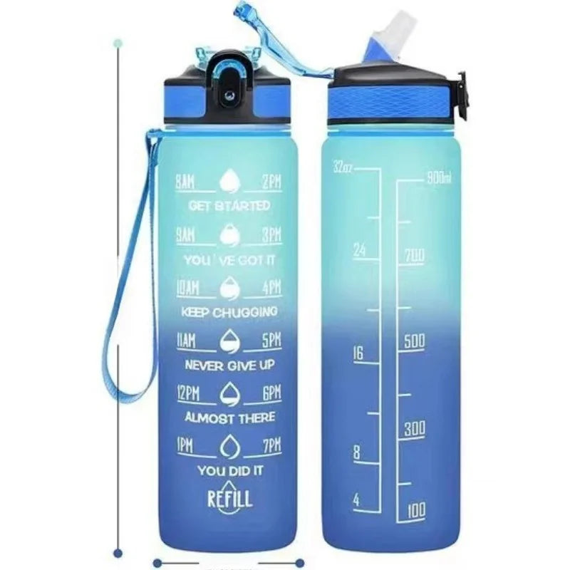 1000ml Gradient Water Bottle — Leak-Proof Straw Lid for Gym, Cycling & Travel | Free UK Delivery